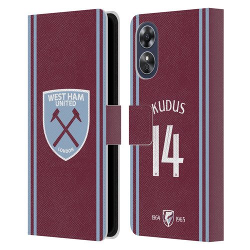 West Ham United FC 2024/25 Players Home Kit Mohammed Kudus Leather Book Wallet Case Cover For OPPO A17 West Ham United FC 2024/25 Players Home Kit Mohammed Kudus Leather Book Wallet Case Cover For OPPO A17