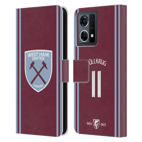 West Ham United FC 2024/25 Players Home Kit Niclas Füllkrug Leather Book Wallet Case Cover For OPPO Reno8 4G