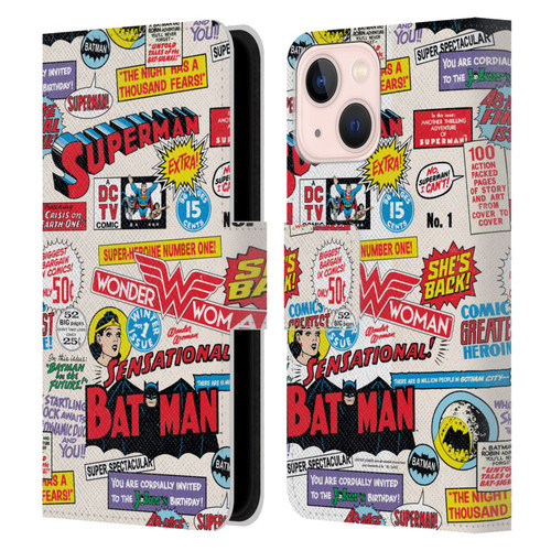 Justice League DC Comics 90th Anniversary Logo Pattern Leather Book Wallet Case Cover For Apple iPhone 13 Mini