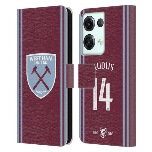 West Ham United FC 2024/25 Players Home Kit Mohammed Kudus Leather Book Wallet Case Cover For OPPO Reno8 Pro