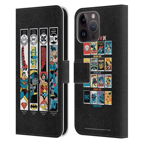 Justice League DC Comics 90th Anniversary Trinity Leather Book Wallet Case Cover For Apple iPhone 15 Pro Max