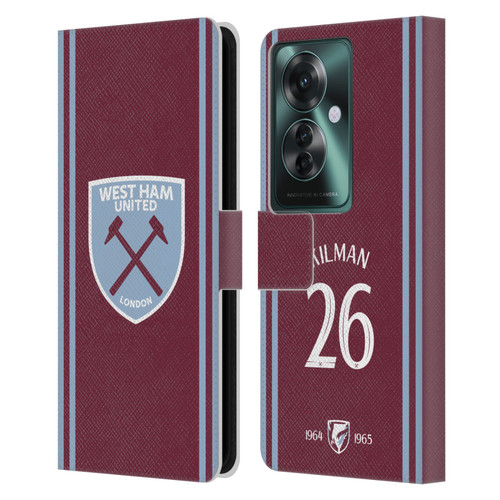 West Ham United FC 2024/25 Players Home Kit Maximilian Kilman Leather Book Wallet Case Cover For OPPO Reno11 F 5G / F25 Pro 5G