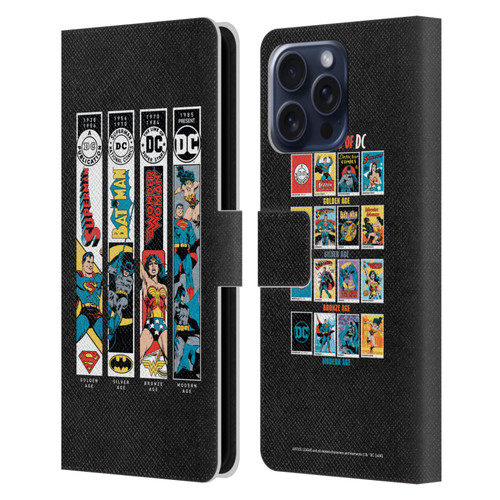 Justice League DC Comics 90th Anniversary Trinity Leather Book Wallet Case Cover For Apple iPhone 16 Pro Max