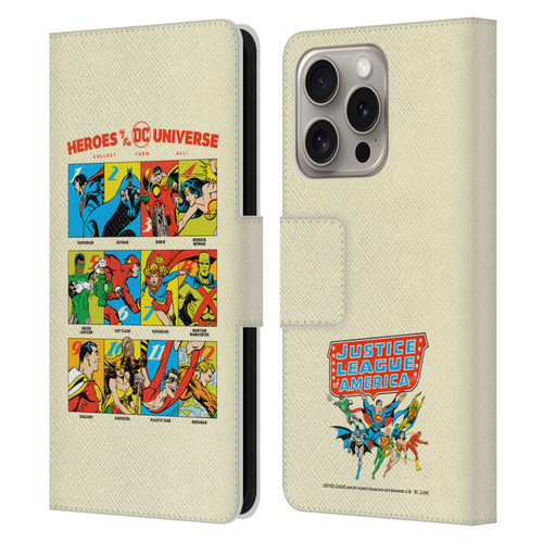 Justice League DC Comics 90th Anniversary Heroes Leather Book Wallet Case Cover For Apple iPhone 16 Pro
