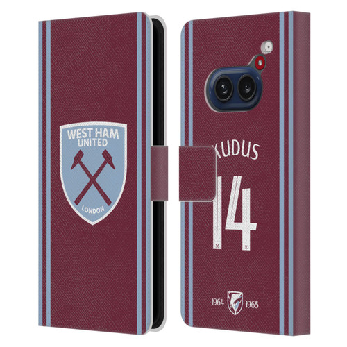 West Ham United FC 2024/25 Players Home Kit Mohammed Kudus Leather Book Wallet Case Cover For Nothing Phone (2a)