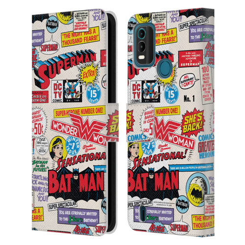 Justice League DC Comics 90th Anniversary Logo Pattern Leather Book Wallet Case Cover For Nokia G11 Plus