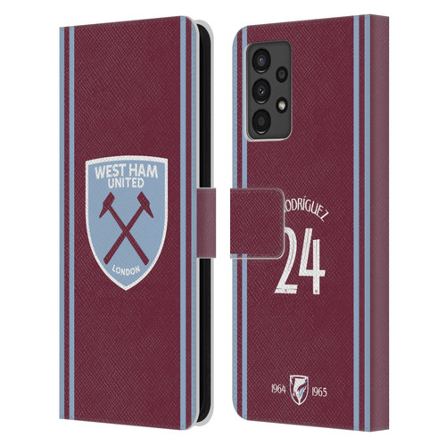 West Ham United FC 2024/25 Players Home Kit Guido Rodríguez Leather Book Wallet Case Cover For Samsung Galaxy A13 (2022)