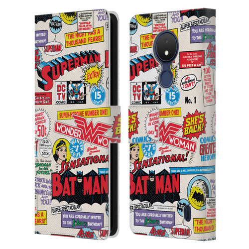 Justice League DC Comics 90th Anniversary Logo Pattern Leather Book Wallet Case Cover For Nokia C21