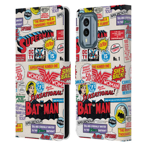Justice League DC Comics 90th Anniversary Logo Pattern Leather Book Wallet Case Cover For Nokia X30