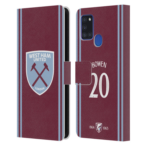 West Ham United FC 2024/25 Players Home Kit Jarrod Bowen Leather Book Wallet Case Cover For Samsung Galaxy A21s (2020)