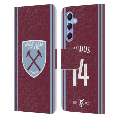 West Ham United FC 2024/25 Players Home Kit Mohammed Kudus Leather Book Wallet Case Cover For Samsung Galaxy A34 5G