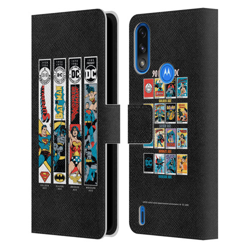 Justice League DC Comics 90th Anniversary Trinity Leather Book Wallet Case Cover For Motorola Moto E7 Power / Moto E7i Power