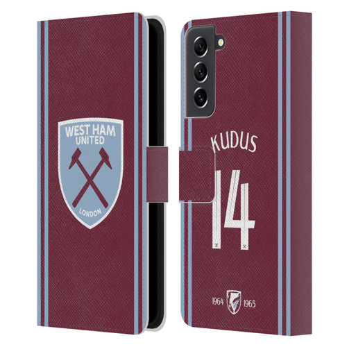 West Ham United FC 2024/25 Players Home Kit Mohammed Kudus Leather Book Wallet Case Cover For Samsung Galaxy S21 FE 5G West Ham United FC 2024/25 Players Home Kit Mohammed Kudus Leather Book Wallet Case Cover For Samsung Galaxy S21 FE 5G