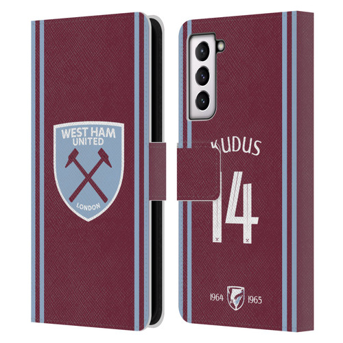 West Ham United FC 2024/25 Players Home Kit Mohammed Kudus Leather Book Wallet Case Cover For Samsung Galaxy S21 5G West Ham United FC 2024/25 Players Home Kit Mohammed Kudus Leather Book Wallet Case Cover For Samsung Galaxy S21 5G