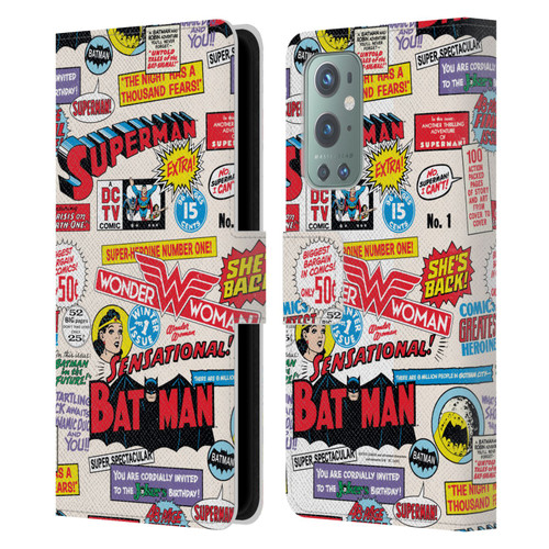 Justice League DC Comics 90th Anniversary Logo Pattern Leather Book Wallet Case Cover For OnePlus 9