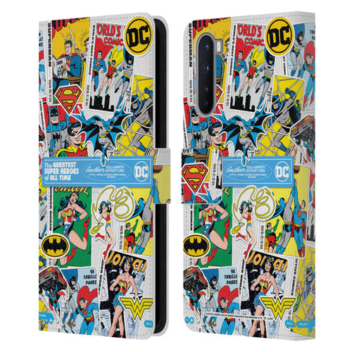 Justice League DC Comics 90th Anniversary Sticker Collage Leather Book Wallet Case Cover For OnePlus Nord 5G
