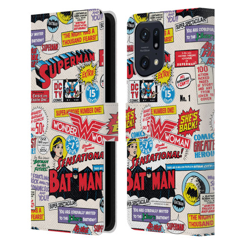 Justice League DC Comics 90th Anniversary Logo Pattern Leather Book Wallet Case Cover For OPPO Find X5