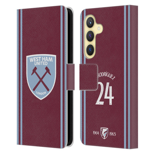West Ham United FC 2024/25 Players Home Kit Guido Rodríguez Leather Book Wallet Case Cover For Samsung Galaxy S24 5G