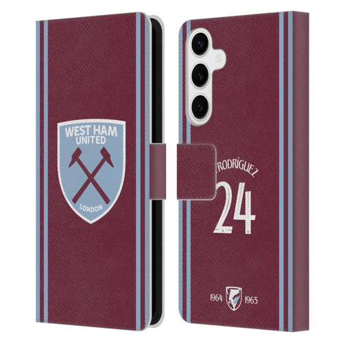 West Ham United FC 2024/25 Players Home Kit Guido Rodríguez Leather Book Wallet Case Cover For Samsung Galaxy S24+ 5G