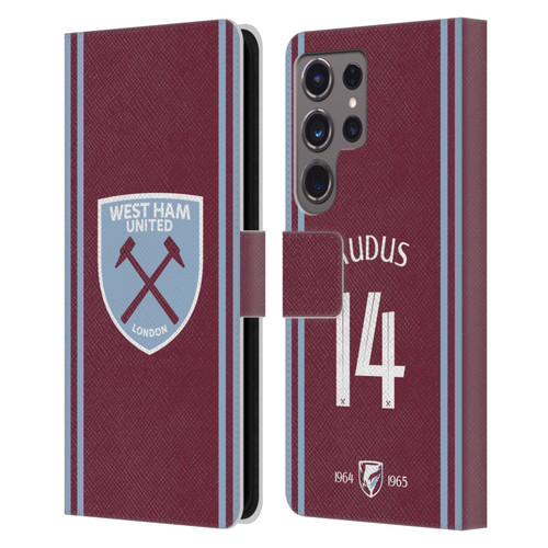 West Ham United FC 2024/25 Players Home Kit Mohammed Kudus Leather Book Wallet Case Cover For Samsung Galaxy S24 Ultra 5G West Ham United FC 2024/25 Players Home Kit Mohammed Kudus Leather Book Wallet Case Cover For Samsung Galaxy S24 Ultra 5G