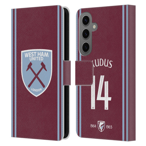 West Ham United FC 2024/25 Players Home Kit Mohammed Kudus Leather Book Wallet Case Cover For Samsung Galaxy S25