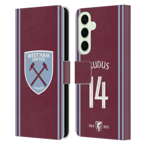 West Ham United FC 2024/25 Players Home Kit Mohammed Kudus Leather Book Wallet Case Cover For Samsung Galaxy S25+