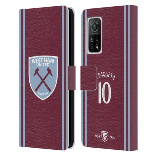 West Ham United FC 2024/25 Players Home Kit Lucas Paquetá Leather Book Wallet Case Cover For Xiaomi Mi 10T 5G