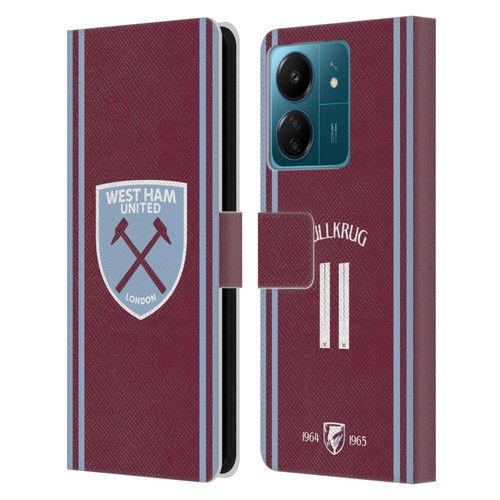 West Ham United FC 2024/25 Players Home Kit Niclas Füllkrug Leather Book Wallet Case Cover For Xiaomi Redmi 13C 4G