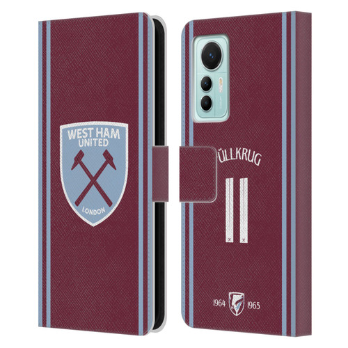 West Ham United FC 2024/25 Players Home Kit Niclas Füllkrug Leather Book Wallet Case Cover For Xiaomi 12 Lite