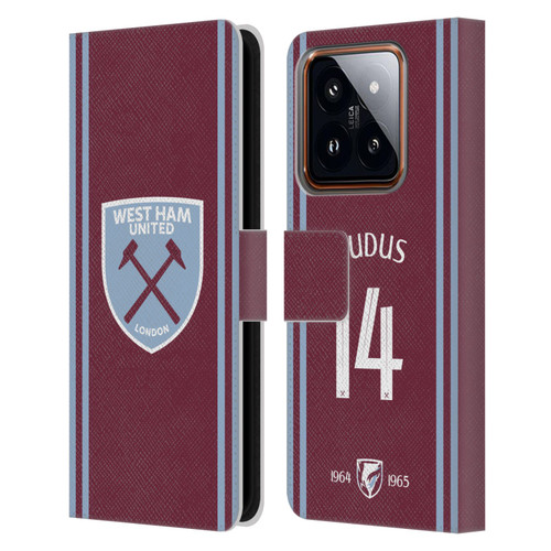 West Ham United FC 2024/25 Players Home Kit Mohammed Kudus Leather Book Wallet Case Cover For Xiaomi 14