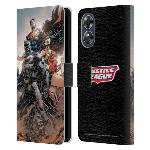 Justice League DC Comics Comic Book Covers Rebirth Trinity #1 Leather Book Wallet Case Cover For OPPO A17