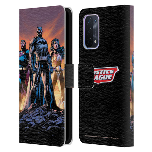 Justice League DC Comics Comic Book Covers Icons Trinity Leather Book Wallet Case Cover For OPPO A54 5G