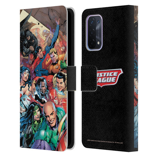 Justice League DC Comics Comic Book Covers #34 Group Leather Book Wallet Case Cover For OPPO A54 5G