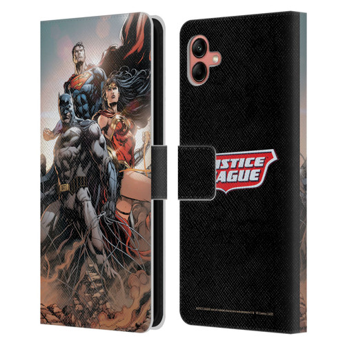 Justice League DC Comics Comic Book Covers Rebirth Trinity #1 Leather Book Wallet Case Cover For Samsung Galaxy A04 (2022)