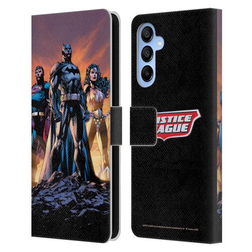 Justice League DC Comics Comic Book Covers Icons Trinity Leather Book Wallet Case Cover For Samsung Galaxy A16 5G