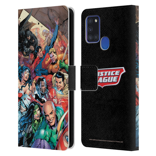Justice League DC Comics Comic Book Covers #34 Group Leather Book Wallet Case Cover For Samsung Galaxy A21s (2020)