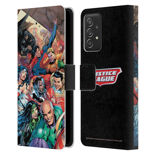 Justice League DC Comics Comic Book Covers #34 Group Leather Book Wallet Case Cover For Samsung Galaxy A52 / A52s / 5G (2021)