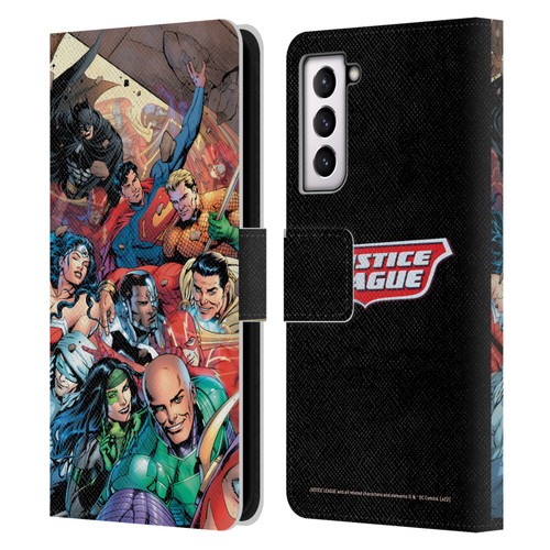 Justice League DC Comics Comic Book Covers #34 Group Leather Book Wallet Case Cover For Samsung Galaxy S21 5G