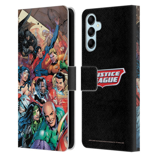 Justice League DC Comics Comic Book Covers #34 Group Leather Book Wallet Case Cover For Samsung Galaxy M14 5G