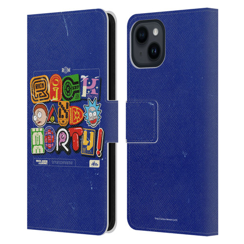 Rick And Morty Duo Graphics Typography Leather Book Wallet Case Cover For Apple iPhone 15