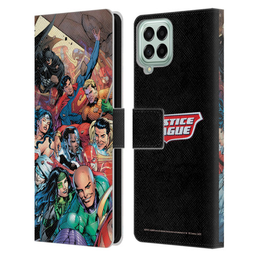 Justice League DC Comics Comic Book Covers #34 Group Leather Book Wallet Case Cover For Samsung Galaxy M53 (2022)