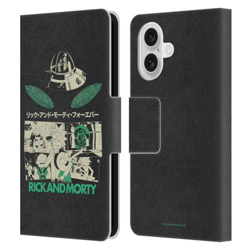 Rick And Morty Duo Graphics Portals Leather Book Wallet Case Cover For Apple iPhone 16