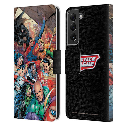 Justice League DC Comics Comic Book Covers #34 Group Leather Book Wallet Case Cover For Samsung Galaxy S22+ 5G