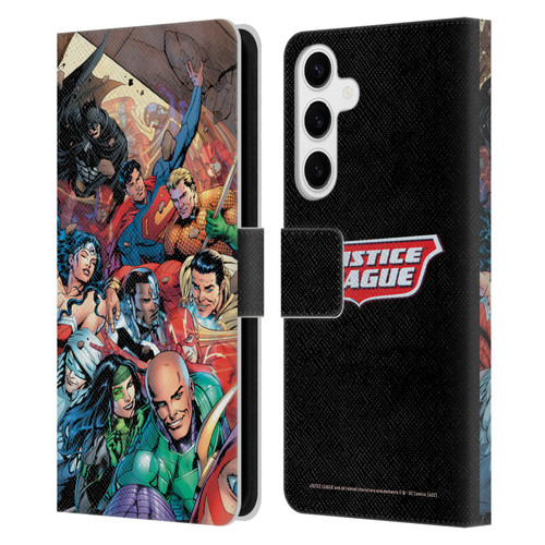 Justice League DC Comics Comic Book Covers #34 Group Leather Book Wallet Case Cover For Samsung Galaxy S24+ 5G