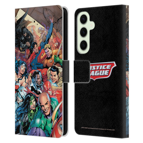Justice League DC Comics Comic Book Covers #34 Group Leather Book Wallet Case Cover For Samsung Galaxy S25+
