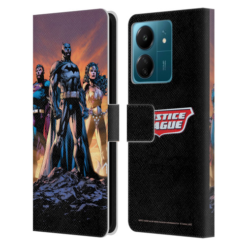 Justice League DC Comics Comic Book Covers Icons Trinity Leather Book Wallet Case Cover For Xiaomi Redmi 13C 4G