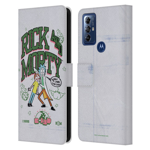 Rick And Morty Duo Graphics Wubb A Lubba Dub Dub Leather Book Wallet Case Cover For Motorola Moto G Play (2023)