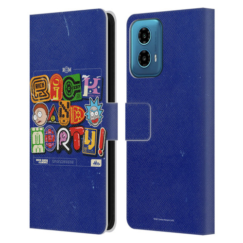 Rick And Morty Duo Graphics Typography Leather Book Wallet Case Cover For Motorola Moto G34 5G