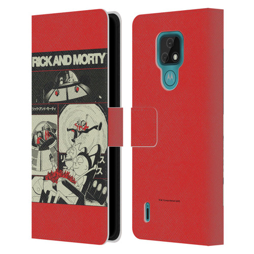 Rick And Morty Duo Graphics The Space Cruiser Collage Leather Book Wallet Case Cover For Motorola Moto E7