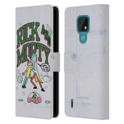 Rick And Morty Duo Graphics Wubb A Lubba Dub Dub Leather Book Wallet Case Cover For Motorola Moto E7